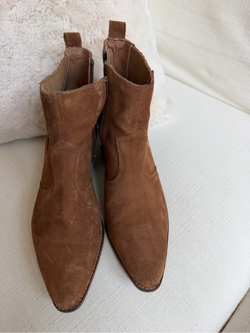 Faryl Women's Brown Suede Ankle Boots - Stylish Chelsea Heel booties - Picture 6 of 6